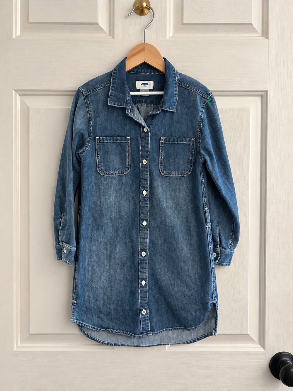 Old Navy Girls Size 8 Denim Chambray Shirt Dress Button Front